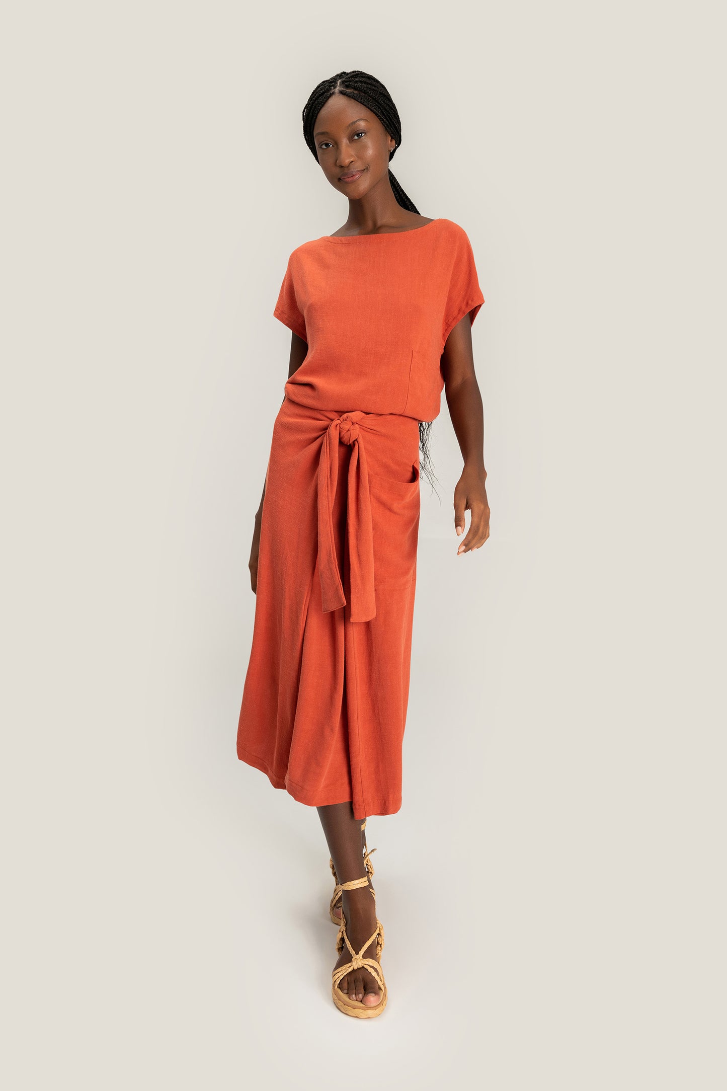 Stone Midi Tie Skirt