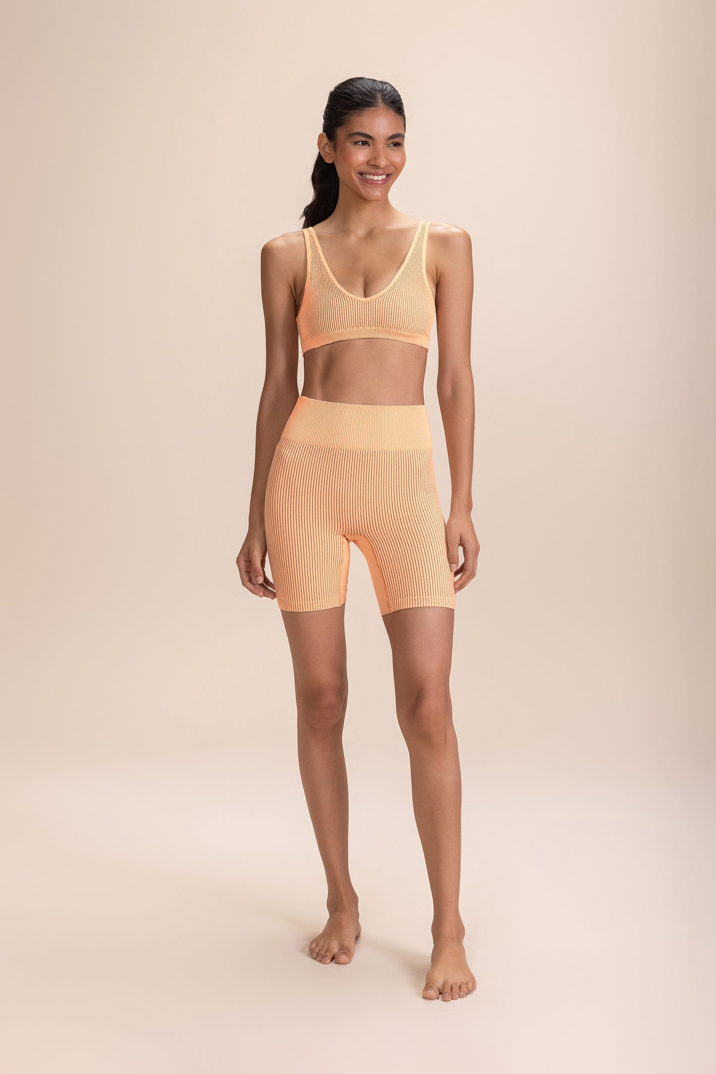 Seamless Rib V-neck Sports Bra